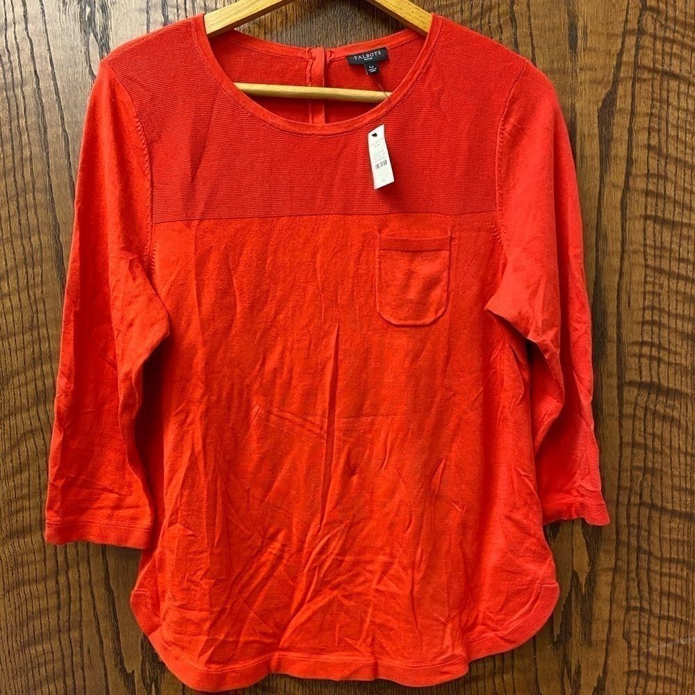 New talbots petite red sweater tunic top